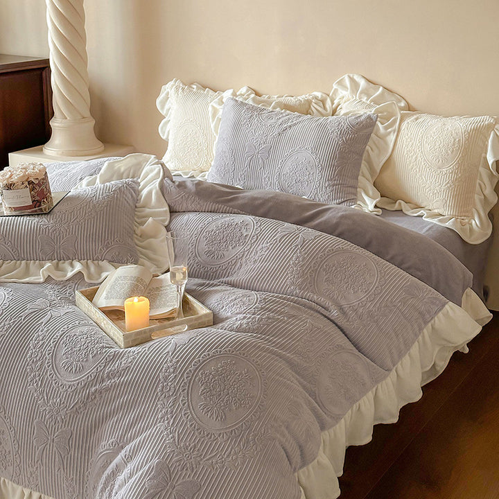Milk fiber bedding set, 4-piece, princess style