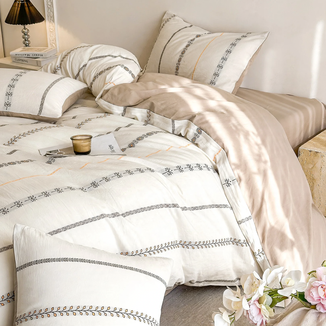 Cotton bedding set, 4-piece, Jacquard