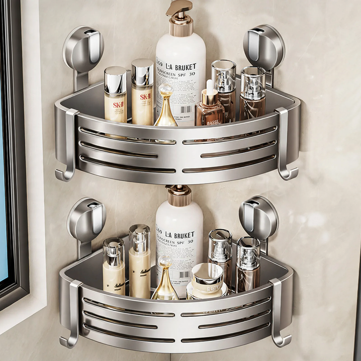 Triangle corner shelf with suction cup for the bathroom, model 035-023-A