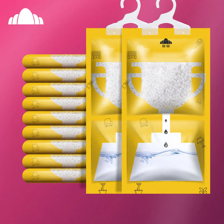 Hanging dehumidifier bag for wardrobes