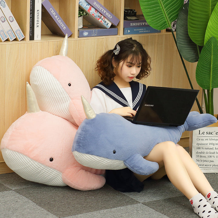 Plush whale and shark cushion, various sizes