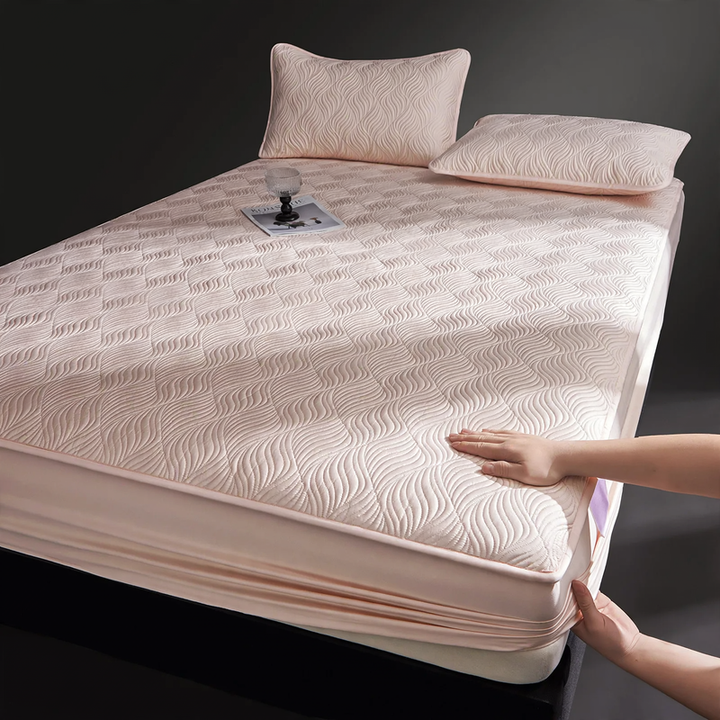 Cotton fitted sheet with elastic band