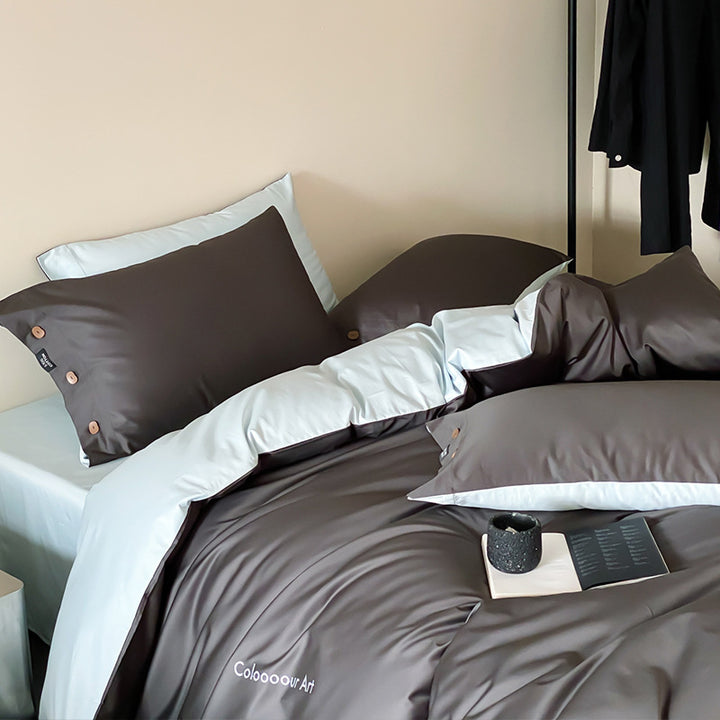 Cotton bedding set, 4-piece, long-staple cotton
