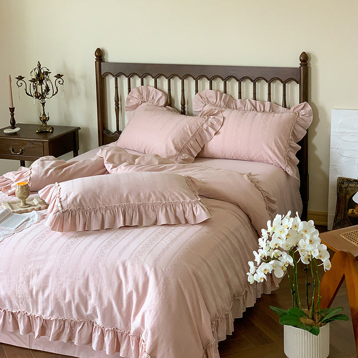 French Bedding Set, Long Staple Cotton, with Lace
