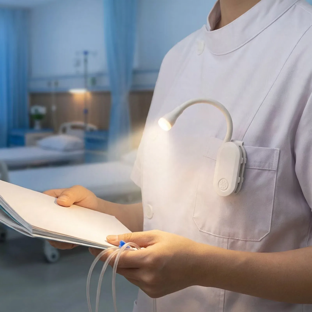Compact LED clip lamp for nightstand and travel