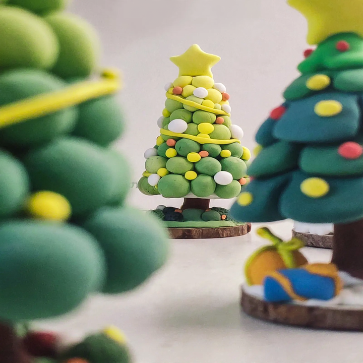 DIY Christmas Tree Craft Set made of modeling clay