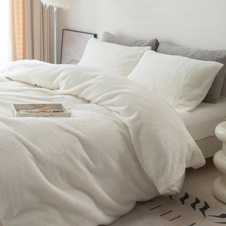 Milk fiber fleece bedding set, solid colors, various sizes