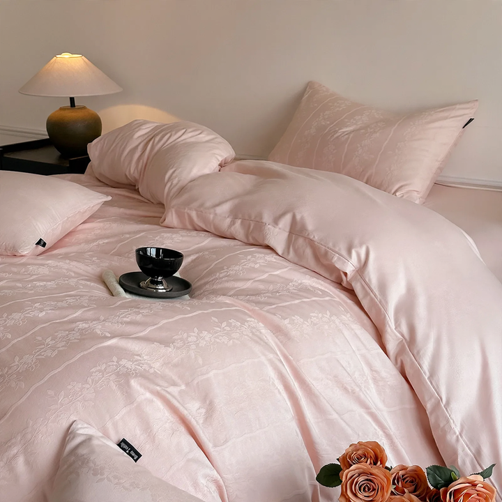 Cotton bedding set, long pile, floral pattern