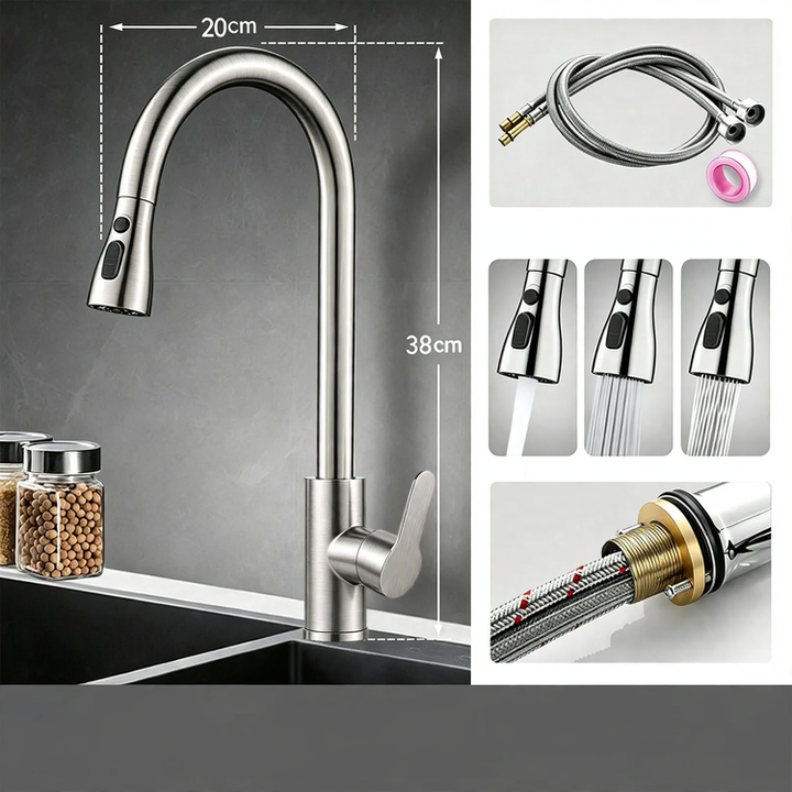 Pull-out kitchen faucet with ceramic valve