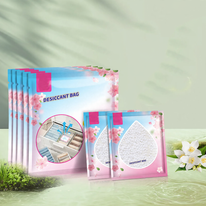Hanging dehumidifying bag for wardrobes