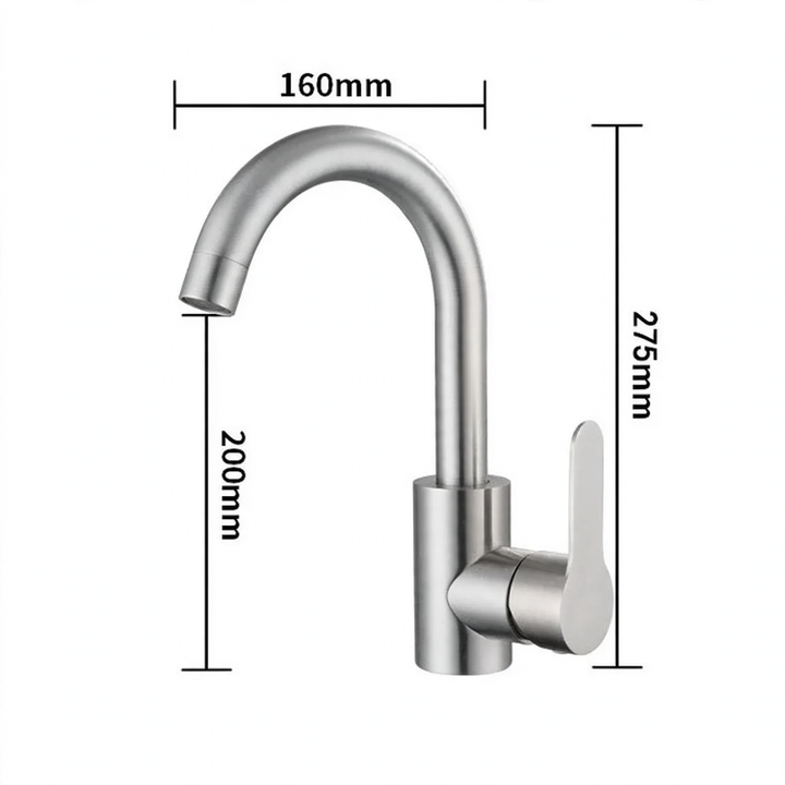 Stainless steel kitchen faucet, mixing or cold water
