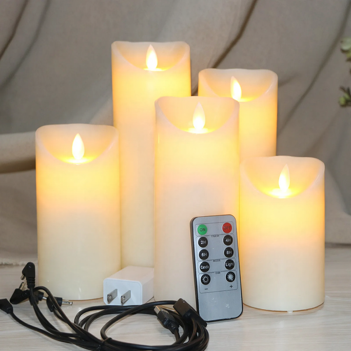 Rechargeable LED real wax candles with remote control