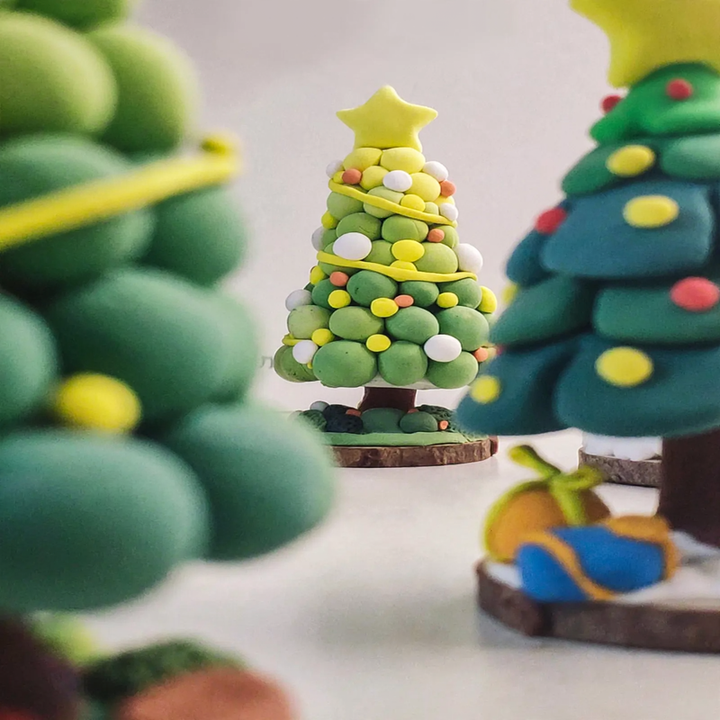 DIY Christmas Tree Craft Set made of modeling clay