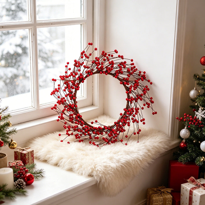 Christmas wreath with red berries