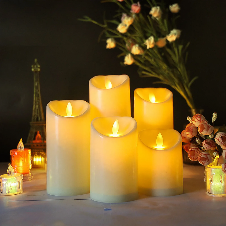 LED Real Wax Look Candle with Movable Flame