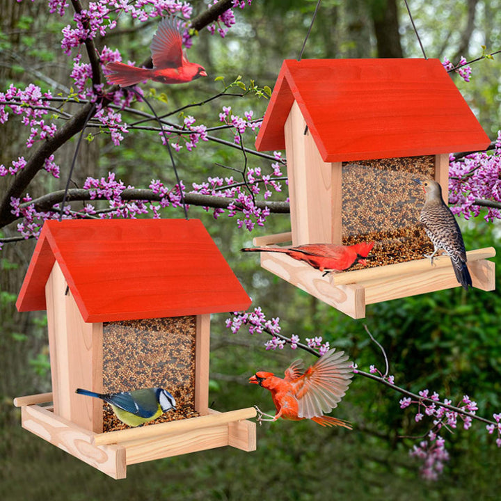 Hanging wooden birdhouse for garden and balcony