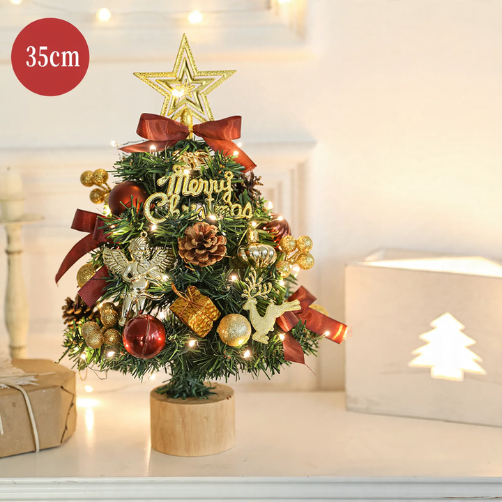 Decorative table Christmas tree with wooden stand