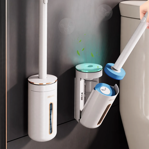 Toilet brush with interchangeable brush heads