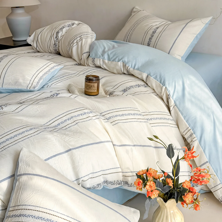 Cotton bedding set, 4-piece, Jacquard