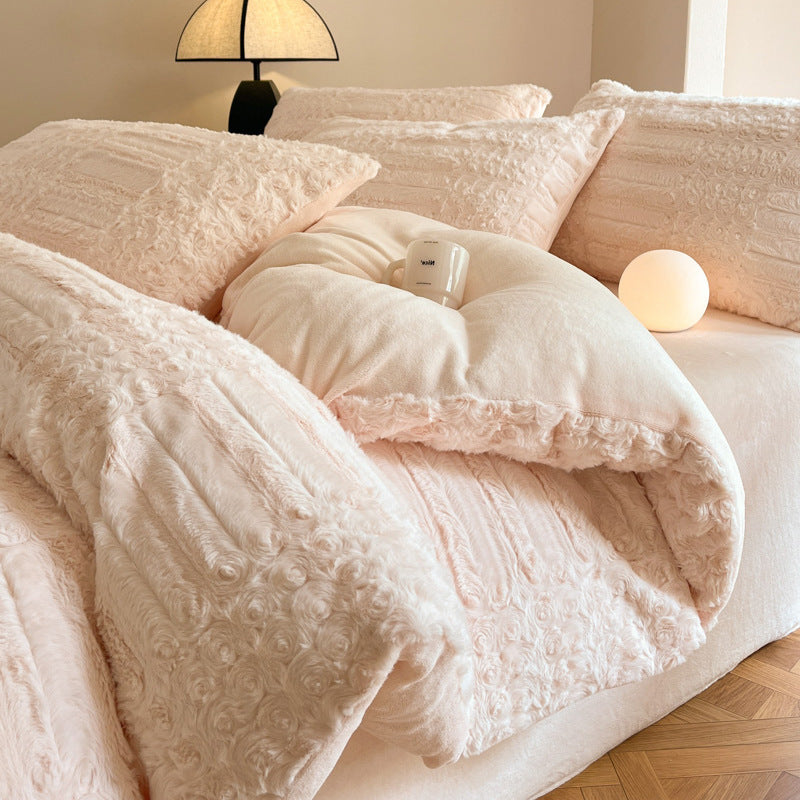 Milk fiber fleece duvet cover set, extra warm