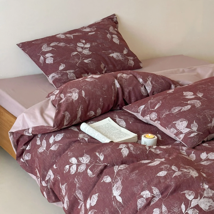 Cotton bedding set, 4-piece, floral pattern