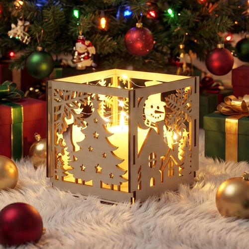 Christmas wooden lampshade decoration