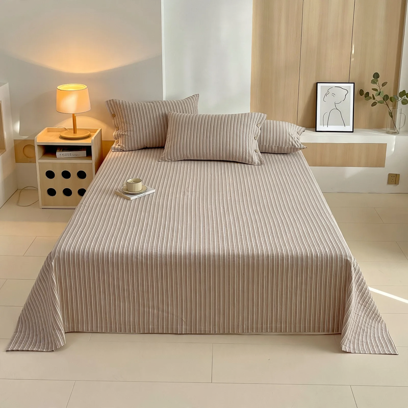 Cotton bed sheet, single or 3-piece, plain