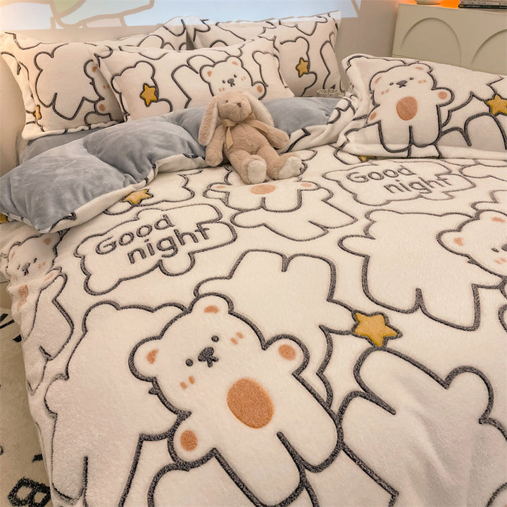 Duvet cover with fleece lining, cartoon design