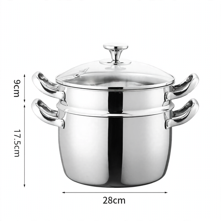 Stainless Steel Soup Pot 24 cm with Glass Lid