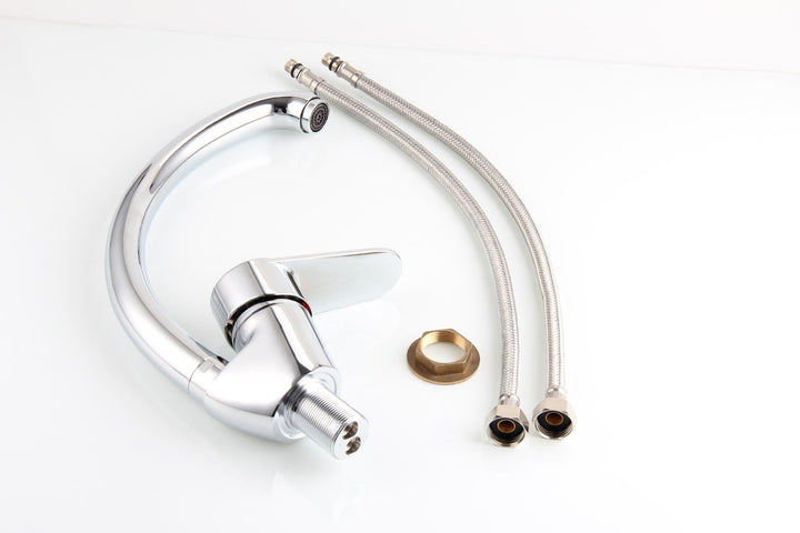Stainless steel kitchen faucet with spray function