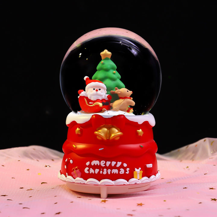 Christmas snow globe with light and music