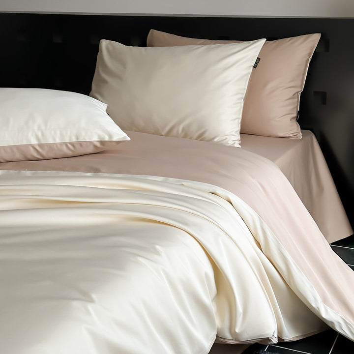 Cotton bed linen set, plain, satin weave