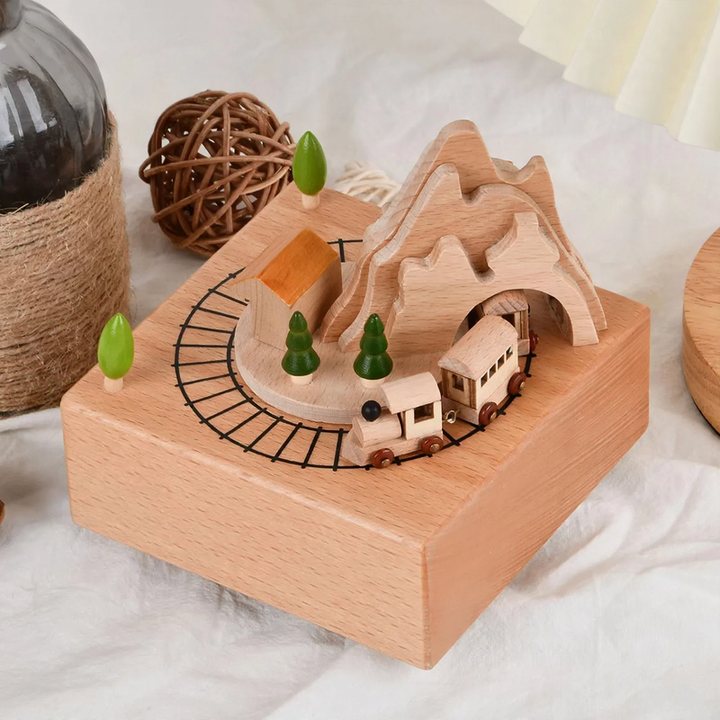 Wooden music box with mechanical movement