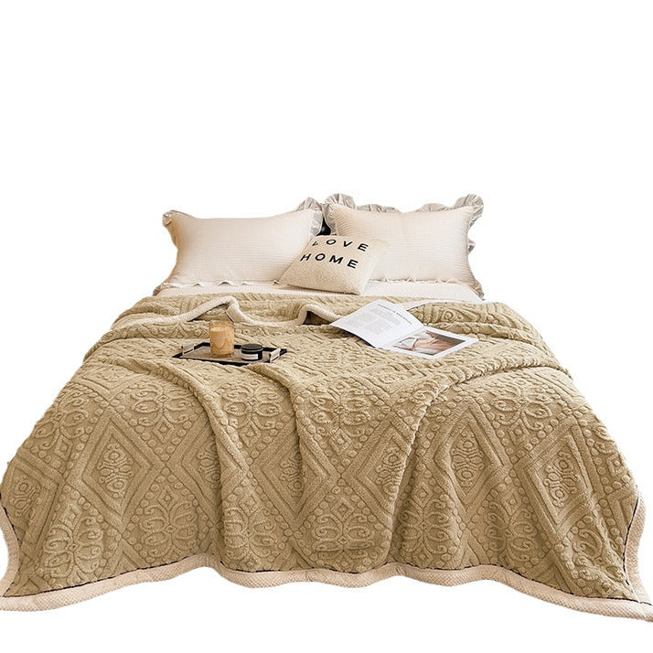 Fluffy flannel throw blanket, double-sided thickened, various sizes