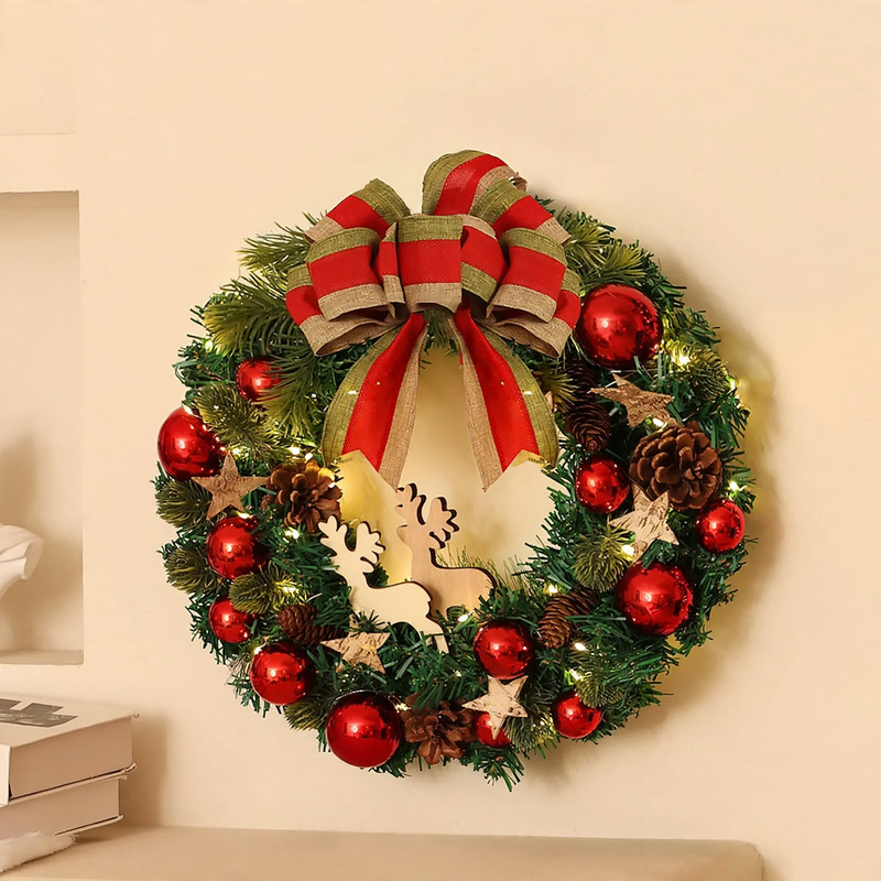 Decorative Christmas wreath made of silk flowers