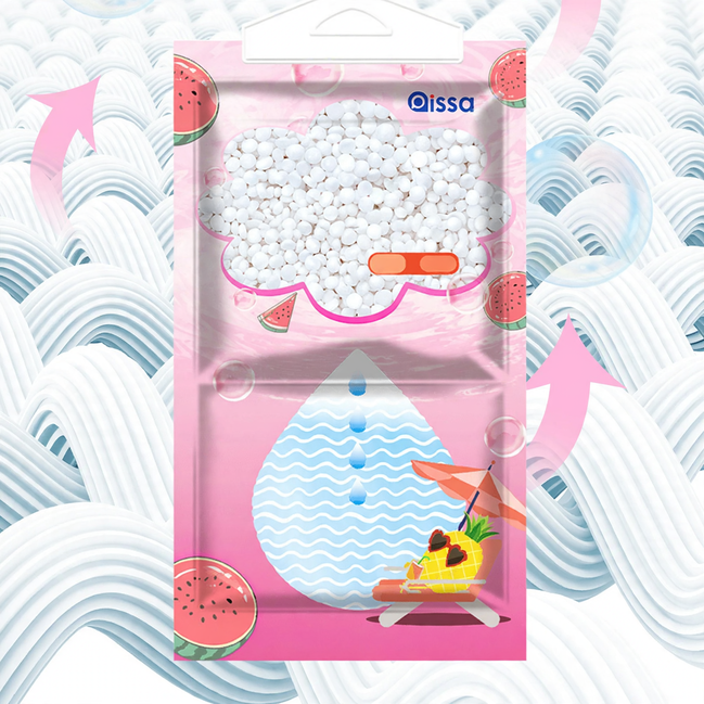 Hanging dehumidifier bag with calcium chloride