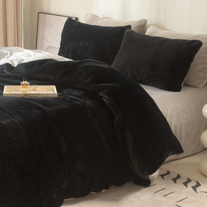 Milk fiber fleece bedding set, solid colors, various sizes