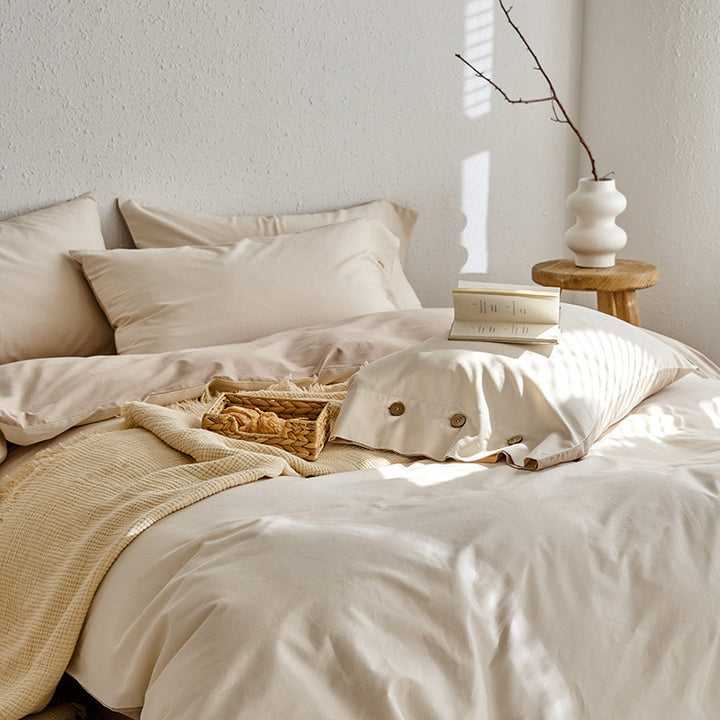 4-piece bedding set, 100s cotton, brushed, solid color