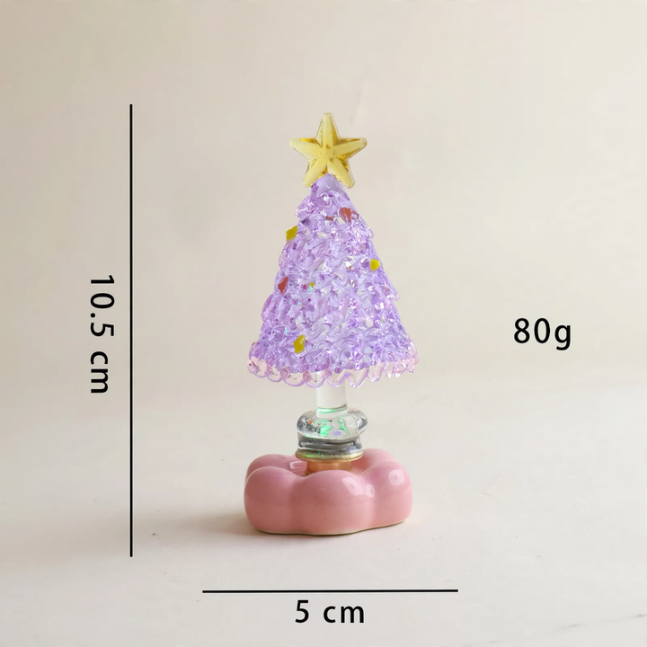 Decorative, rotating LED Christmas tree figure made of glass
