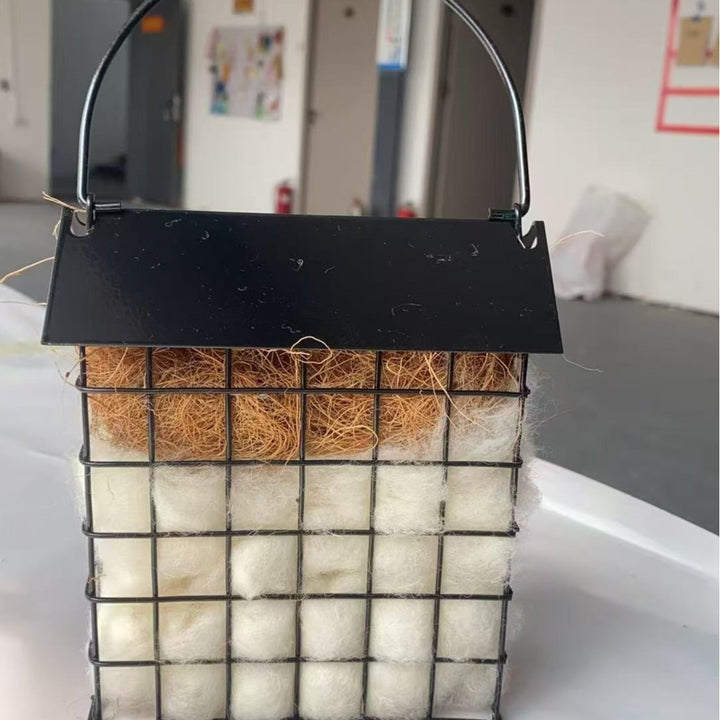 Hanging metal birdhouse for outdoor use