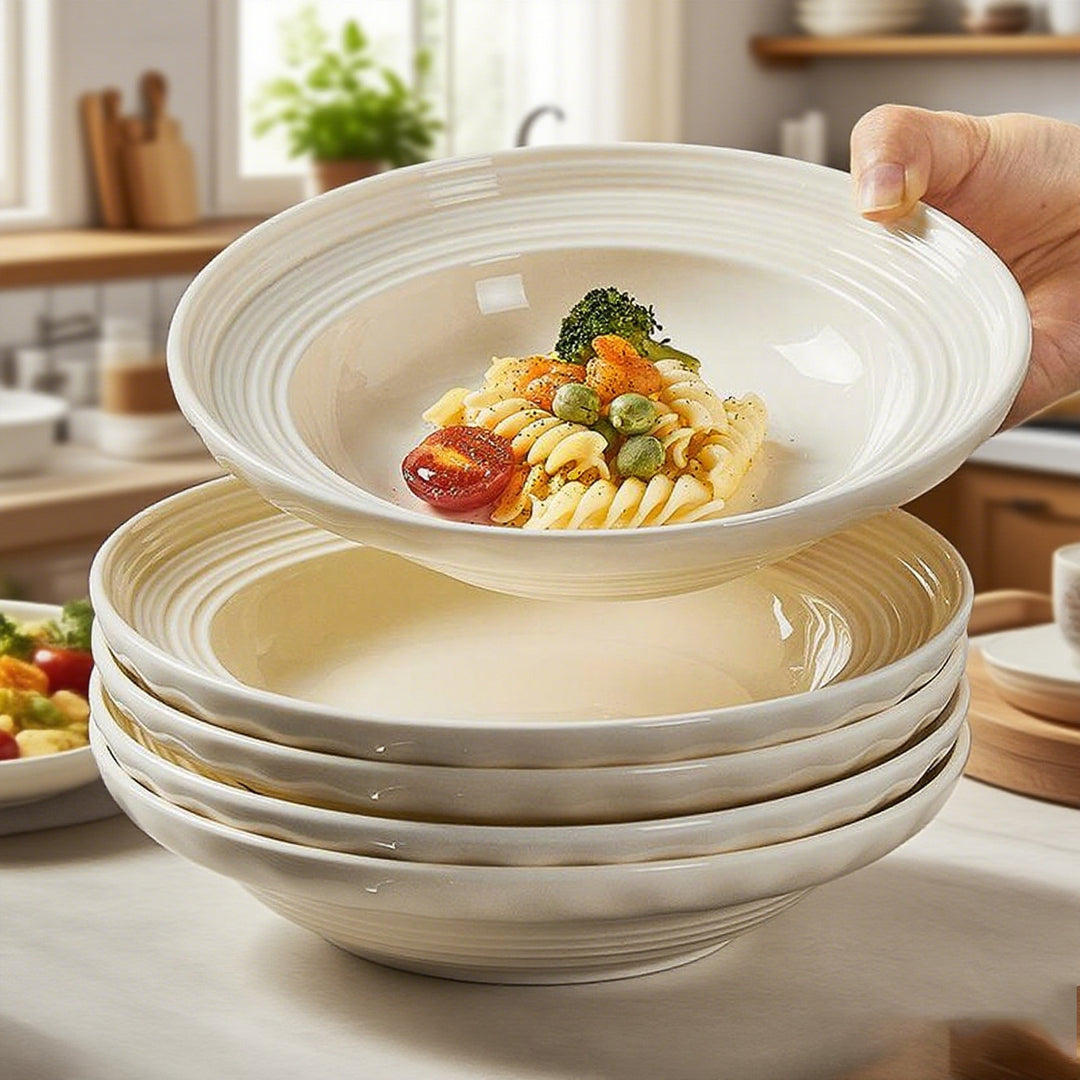 Ceramic plate, round, cream white