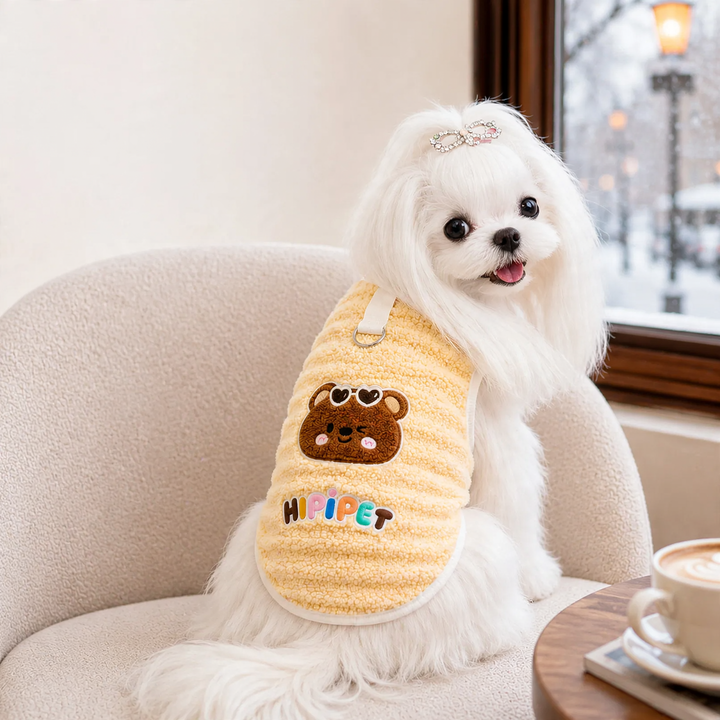 Padded fleece vest with cartoon bears