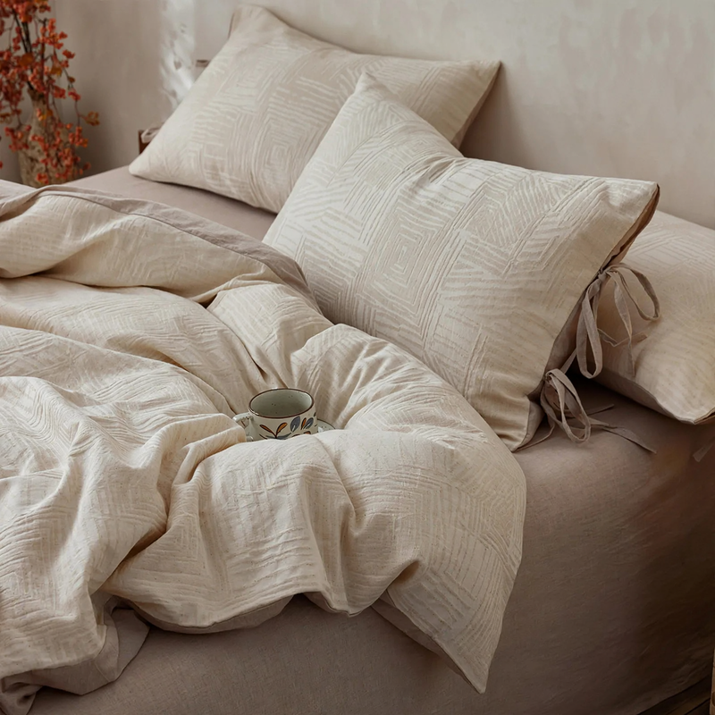 Cotton-linen bedding set, 4-piece