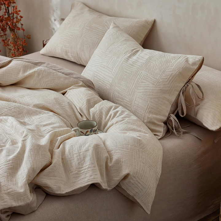 Cotton-linen bedding set, 4-piece
