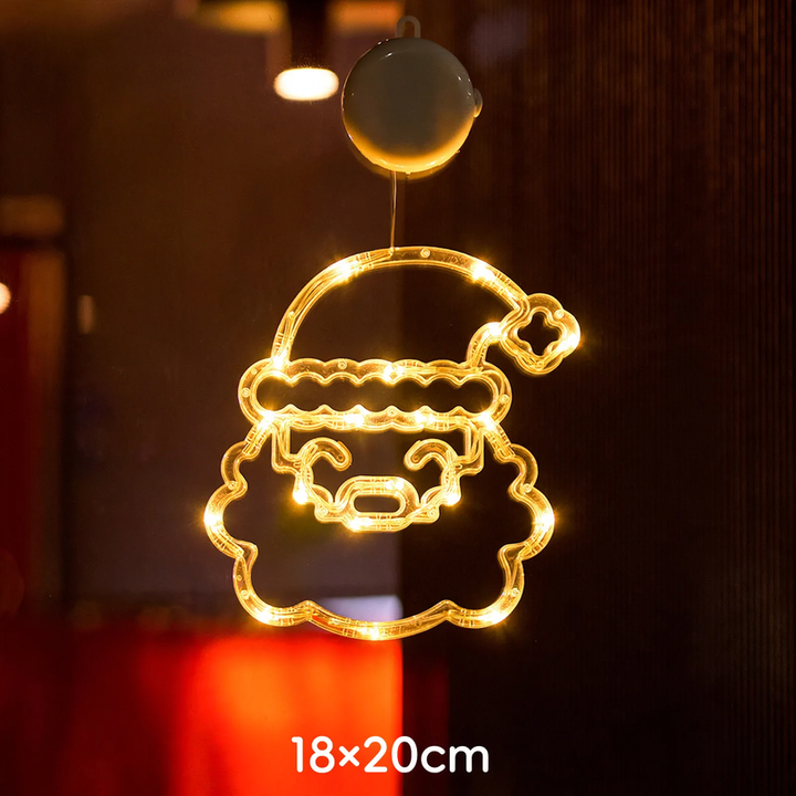 LED window light with suction cup, festive design