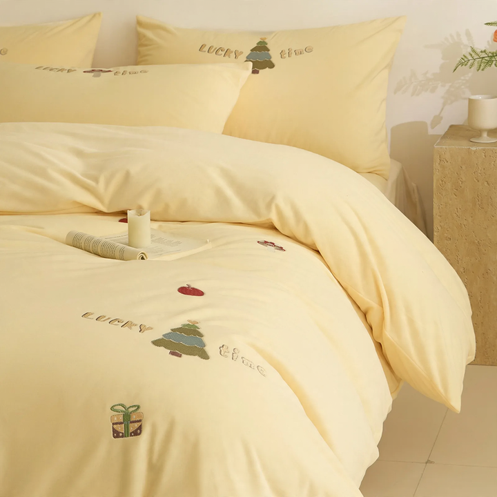 Winter bedding set, milk fleece, geometric pattern