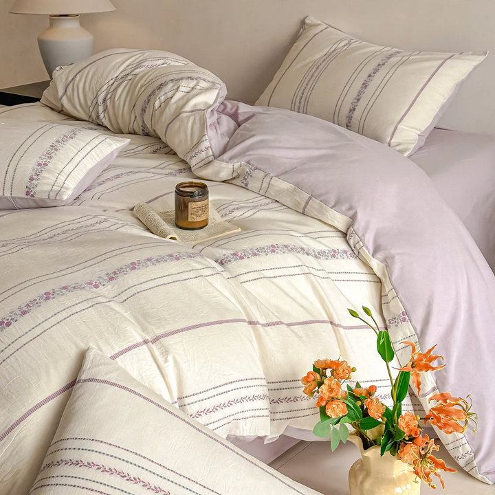 Cotton bedding set, 4-piece, Jacquard