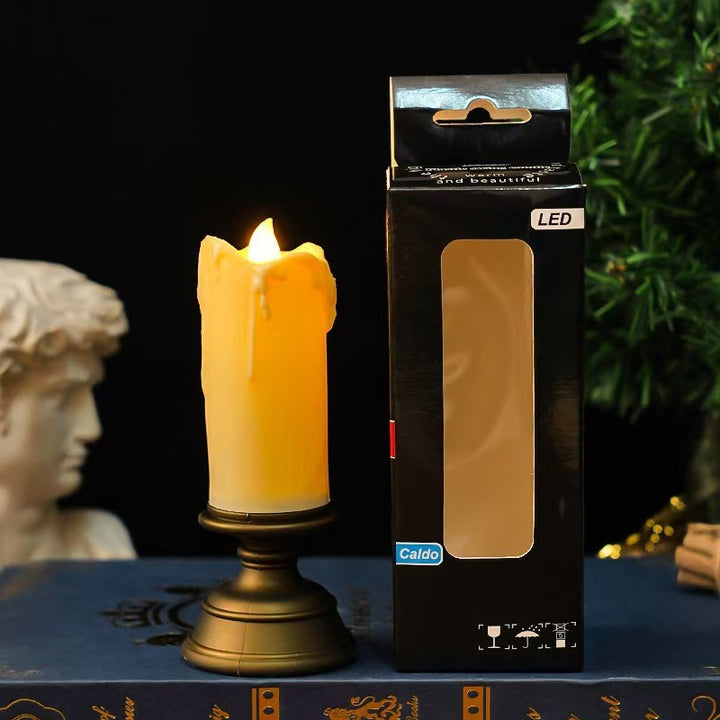 LED candle with drip effect in vintage style