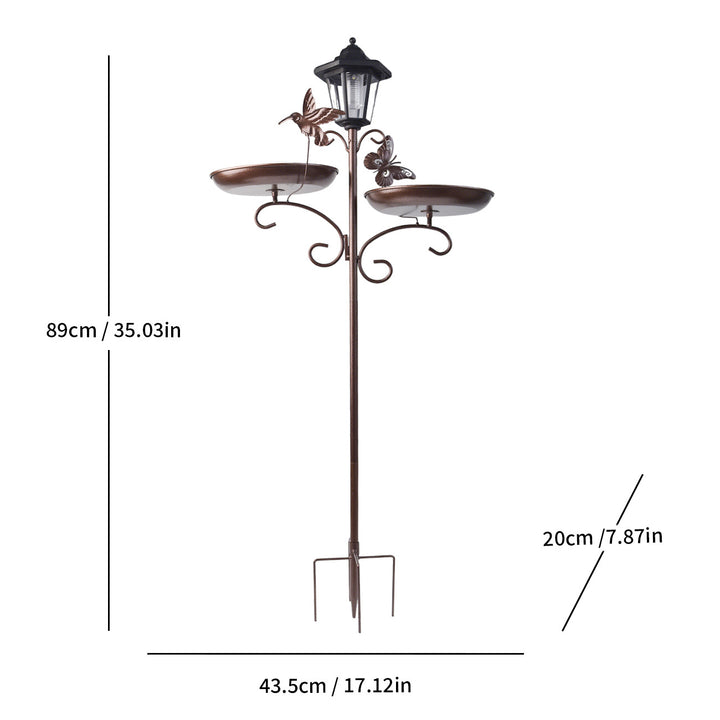 Solar Birdbath and Feeder Station made of Iron