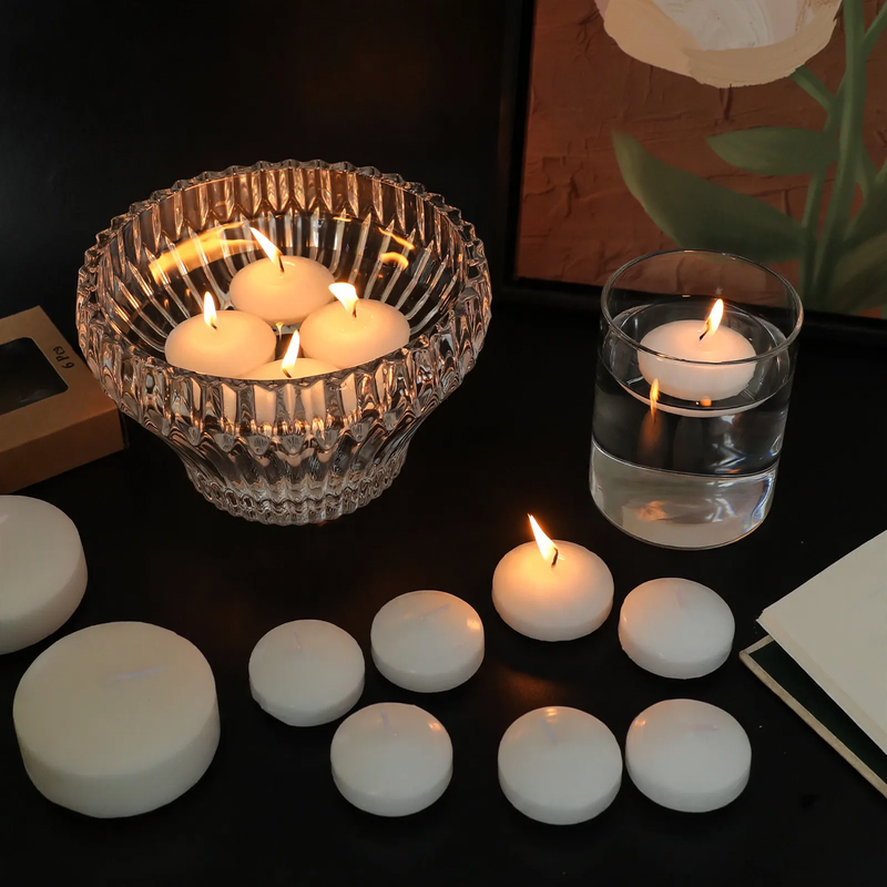 Swimming candles made of soy wax, cylindrical